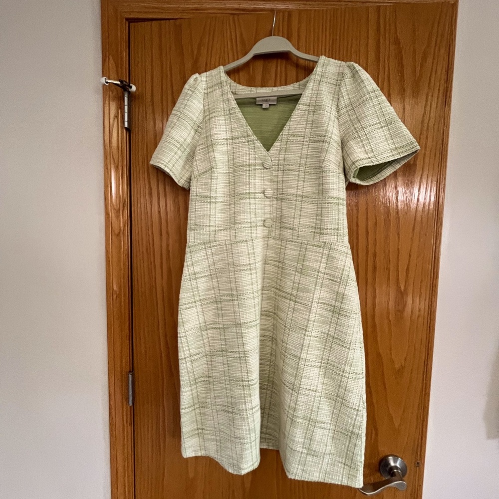 Elegant Green Plaid Dress